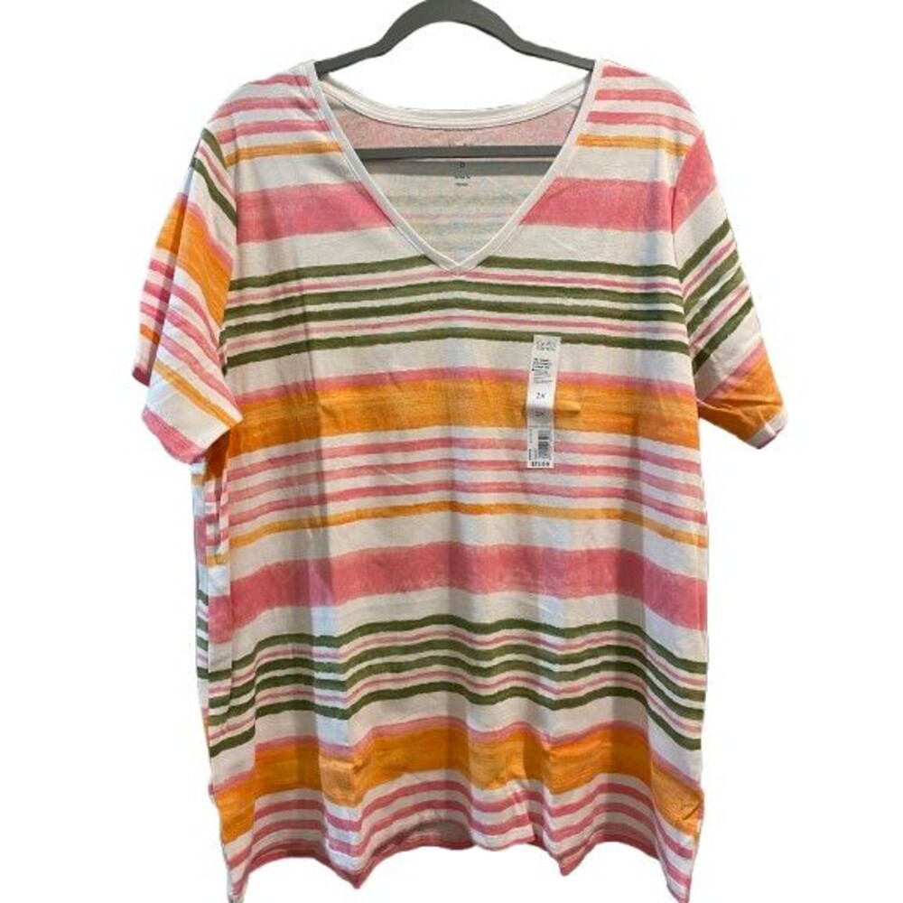 Women's 2X T-Shirt Croft & Barrow Cotton Short Sleeve V-neck Classic Tee